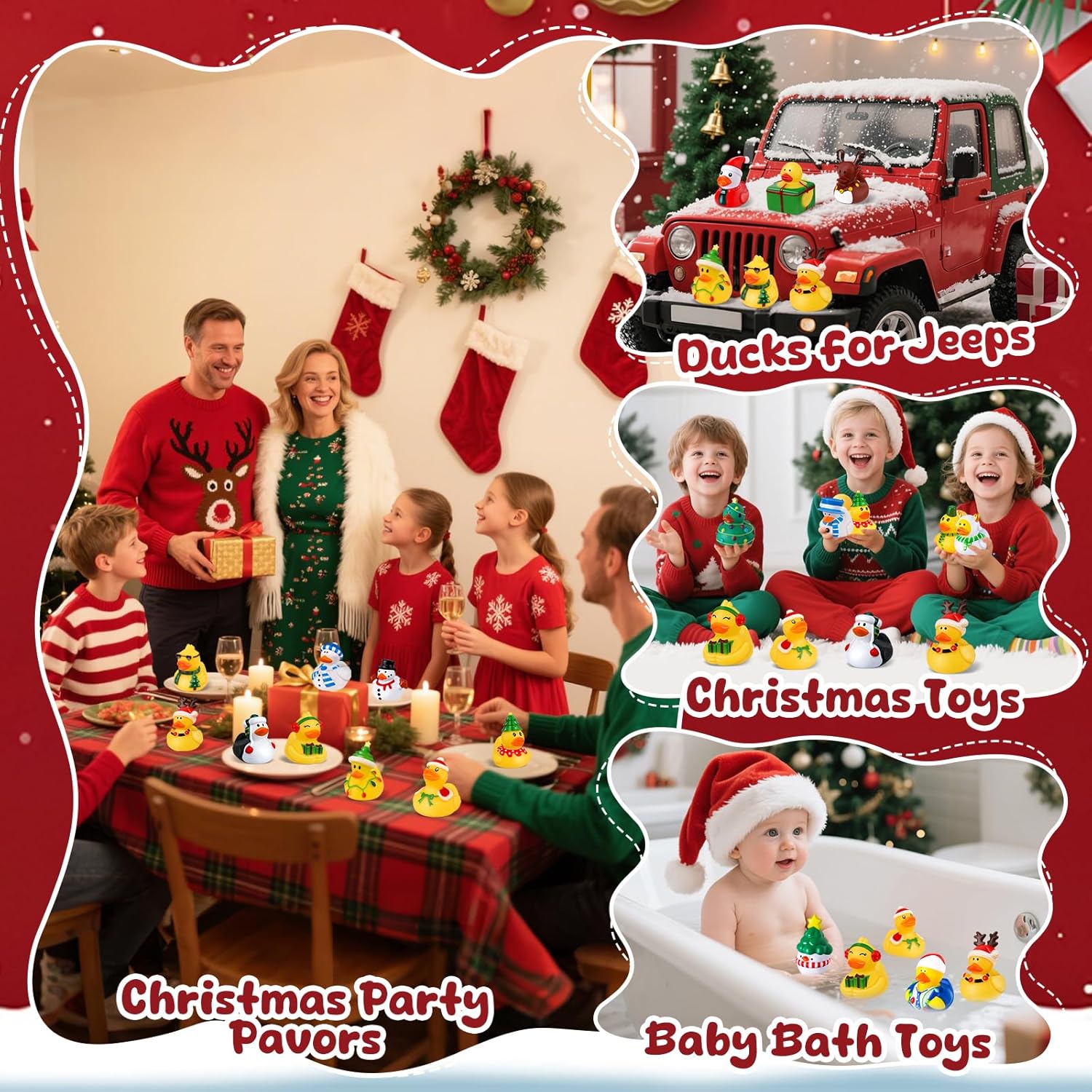 12-100pcs Christmas Rubber Duc - đánh giá và giá Kids Toys Jeep